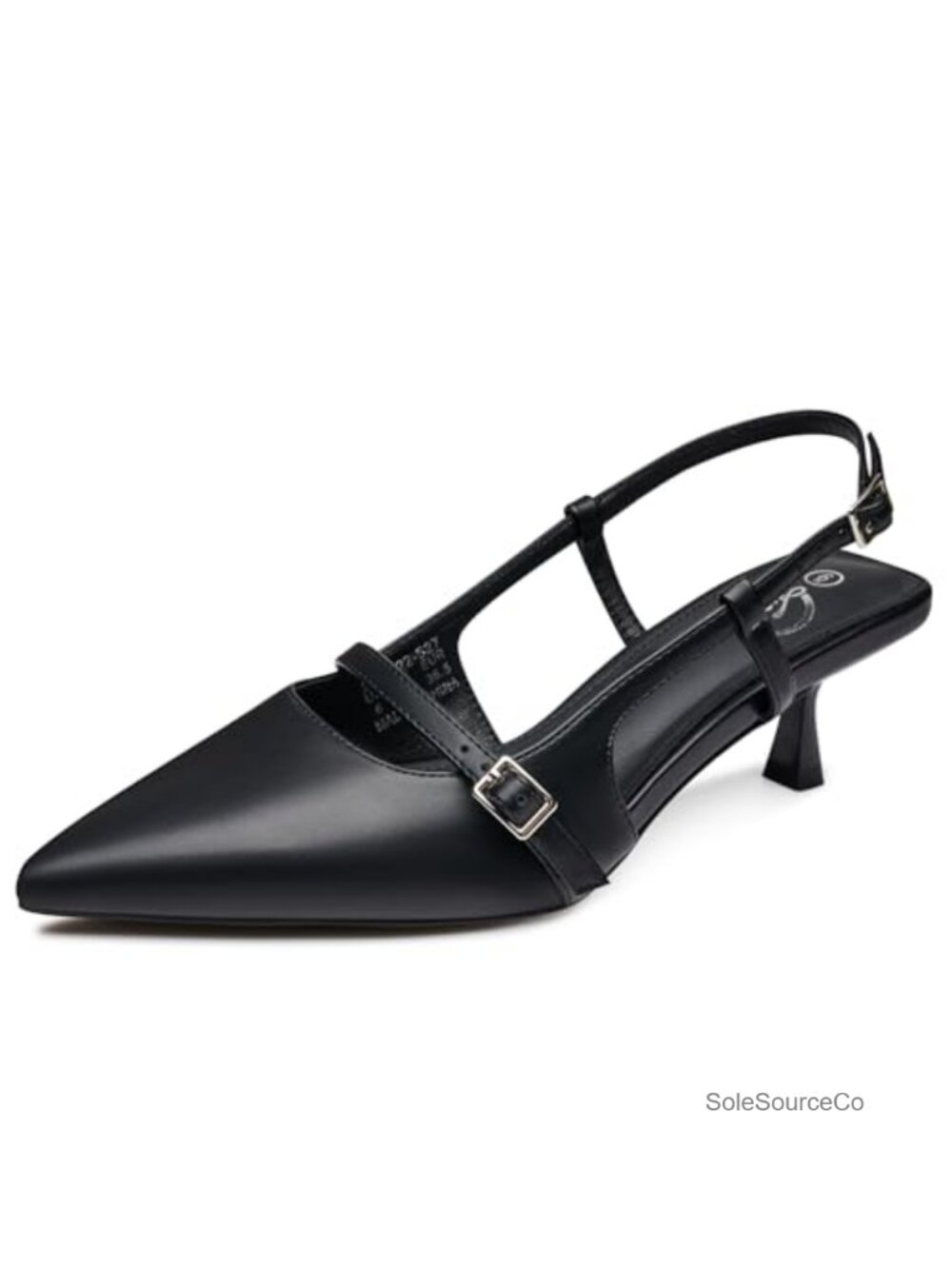 Trary Slingback Heels Pointed Toe 3.2 Inch Kitten Heel Party Work Rhinestone